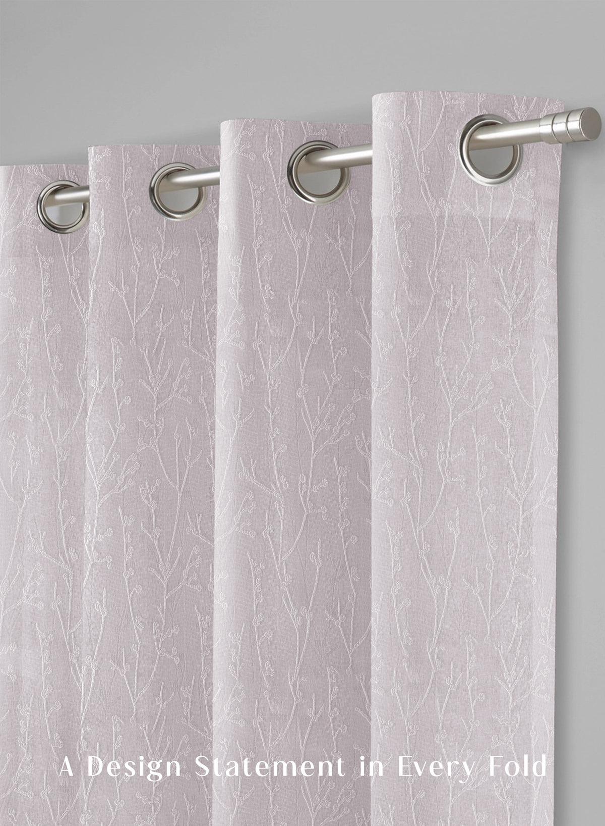 Bern Jacquard Blackout Curtains | Delicate Branch Embroidery & Total Light Block | Snow White | Set of 2 | Fully Customizable