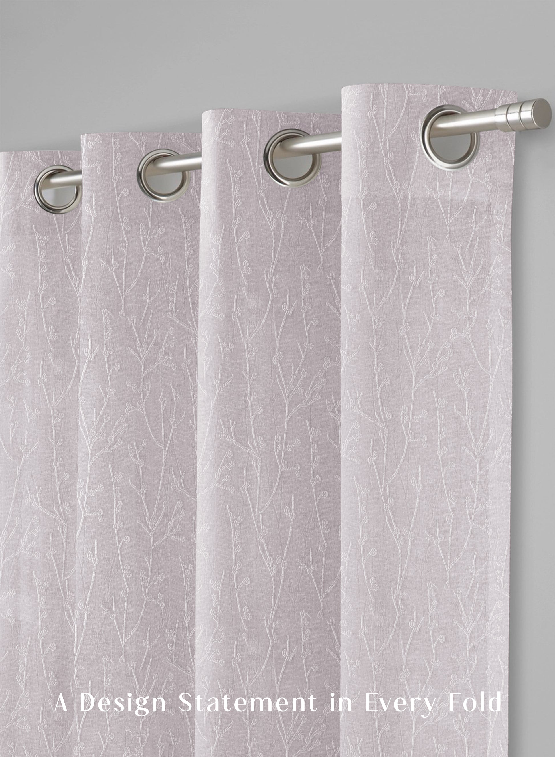 Bern Jacquard Blackout Curtains | Delicate Branch Embroidery & Total Light Block | Snow White | Set of 2 | Fully Customizable