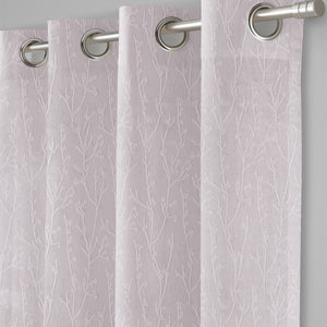 Bern Jacquard Blackout Curtains | Delicate Branch Embroidery & Total Light Block | Snow White | Set of 2 | Fully Customizable