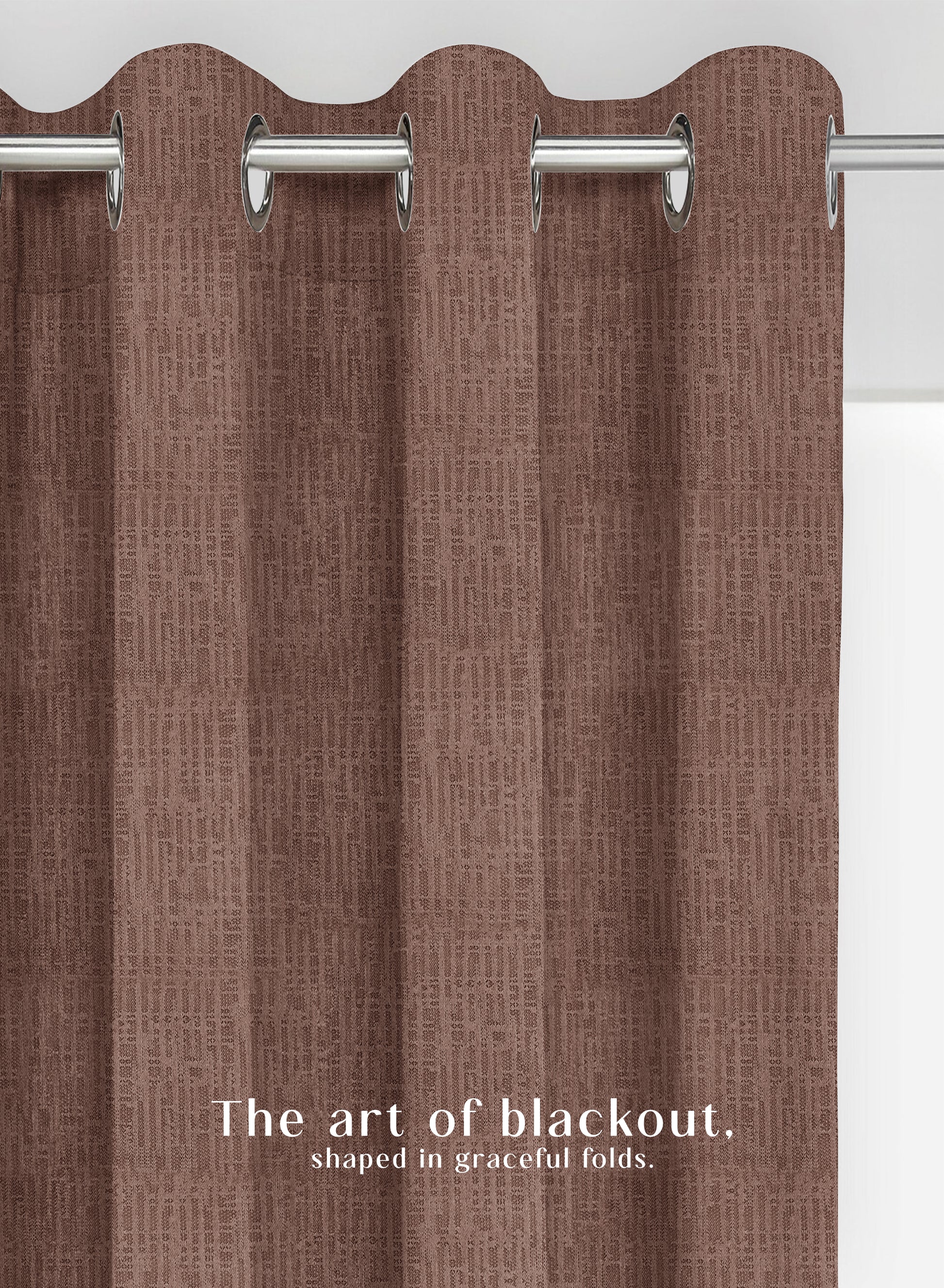 Elora Textured Blackout Curtains | Minimal Design & Total Light Block | Caramel Brown | Set of 2 | Fully Customizable