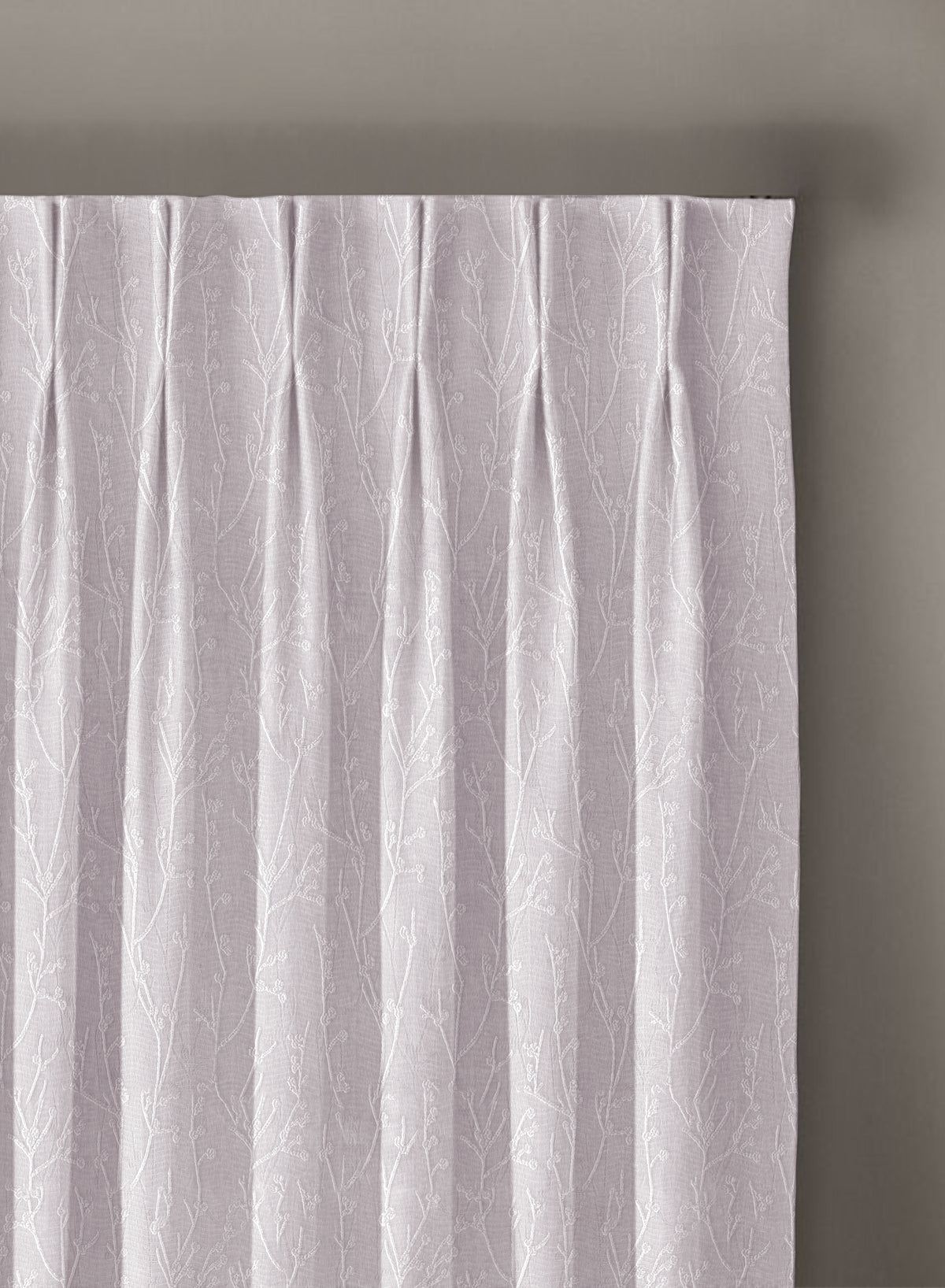 Bern Jacquard Blackout Curtains | Delicate Branch Embroidery & Total Light Block | Snow White | Set of 2 | Fully Customizable