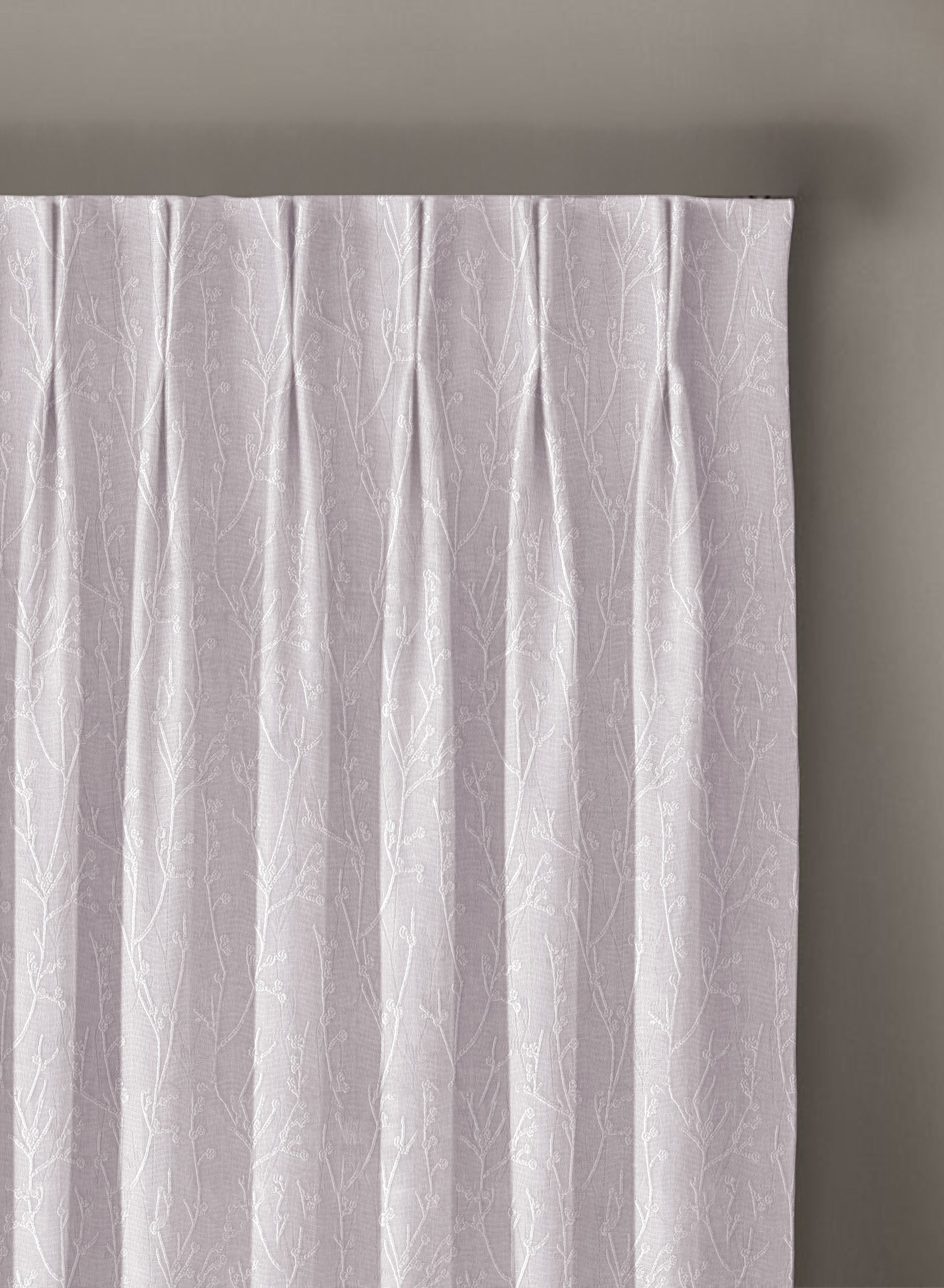 Bern Jacquard Blackout Curtains | Delicate Branch Embroidery & Total Light Block | Snow White | Set of 2 | Fully Customizable