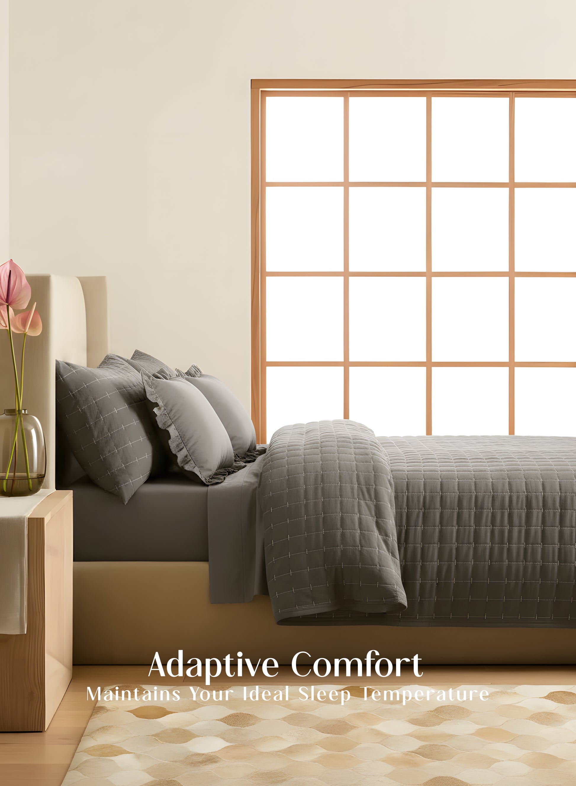 Home Crayons CloudTouch™ Comforter Set | All-Season | 33% Oversized | Includes 2 Pillow Covers & 2 Cushion Covers | Smoked Coffee