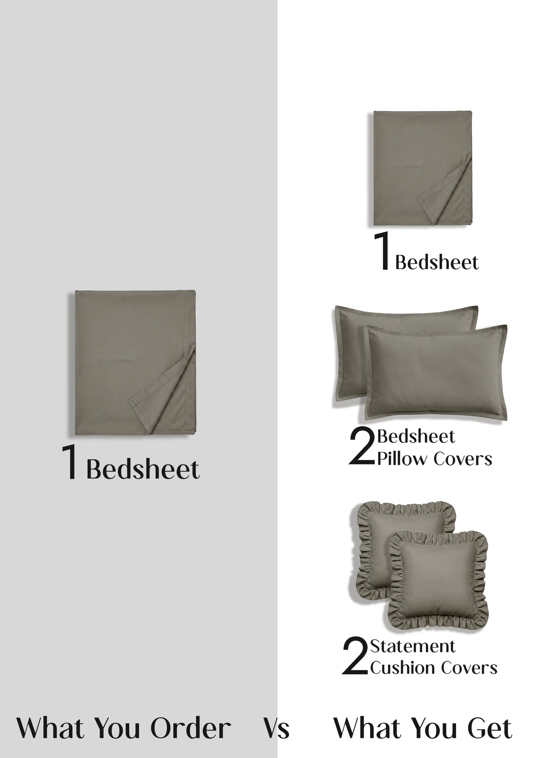 Home Crayons LuxeSoft™ Double Bedsheet Set | Oversized King | Includes 2 Pillow Covers & 2 Cushion Covers | Smoked Coffee