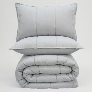 Home Crayons Cocoon AC Comforter Set | 5-Piece Designer Bed Set for Modern Homes | Pearl Gray