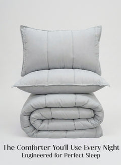 Home Crayons Cocoon AC Comforter Set | 5-Piece Designer Bed Set for Modern Homes | Pearl Gray