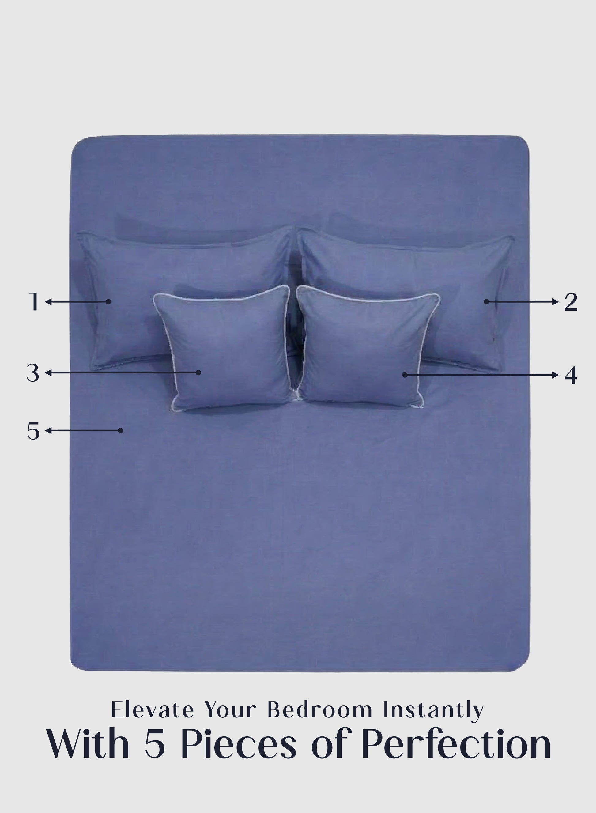 Home Crayons LuxeFit™ Fitted Bedsheet Set | Perfect Fit for Queen & King Mattresses | Persian Indigo