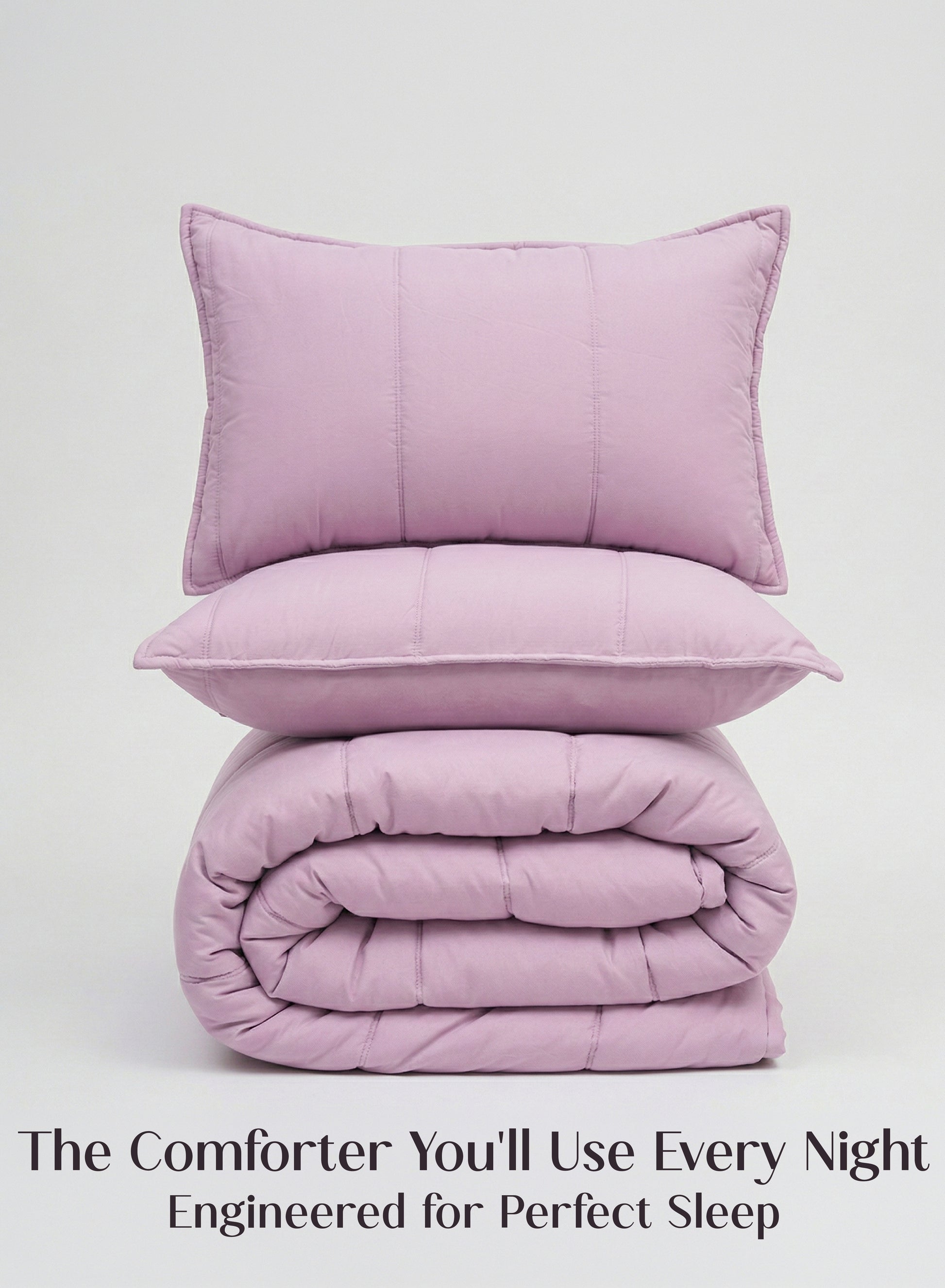 Home Crayons Cocoon AC Comforter Set | 5-Piece Designer Bed Set for Modern Homes | Lilac Daisy