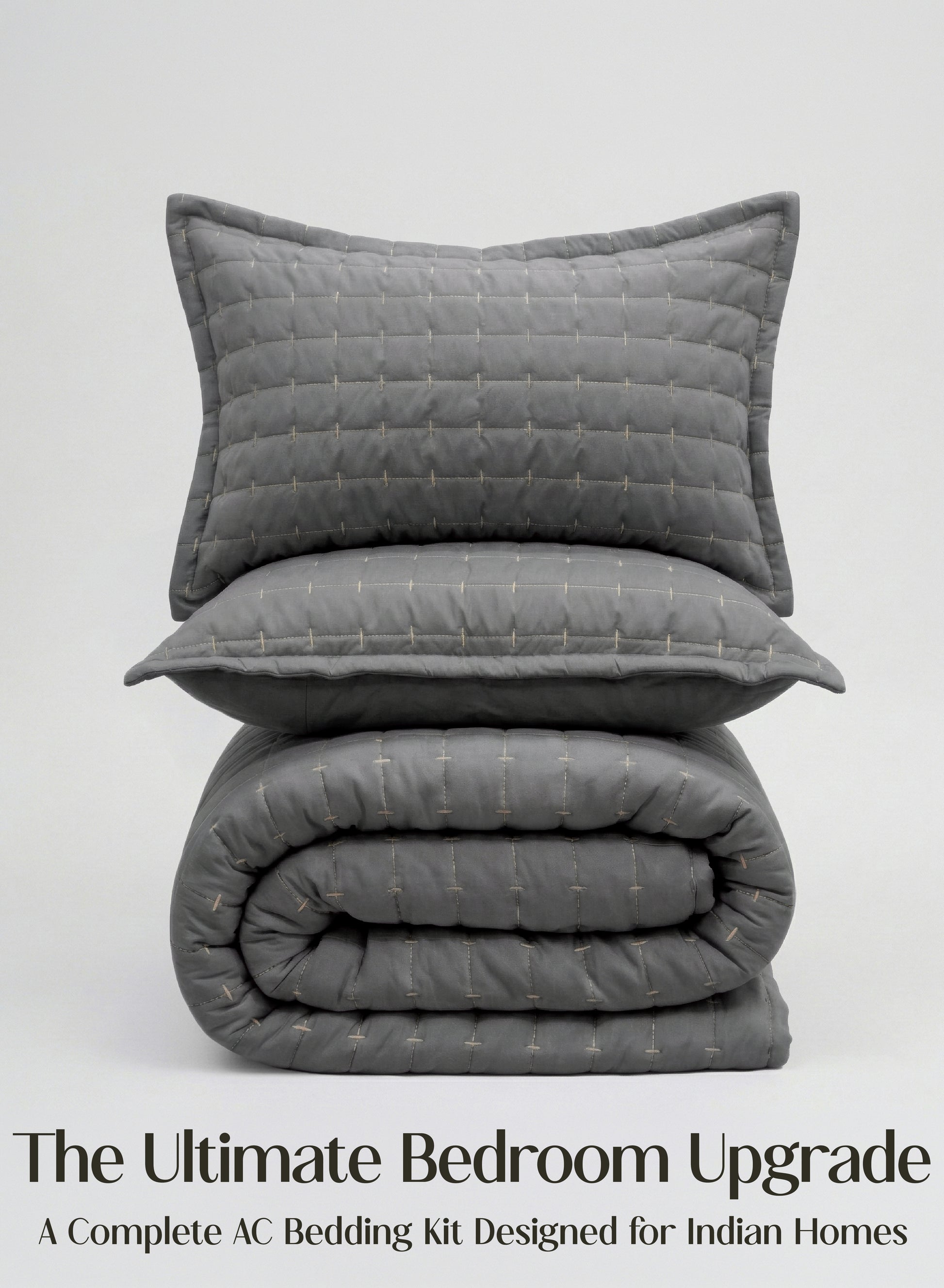 Home Crayons CloudTouch™ 8-Piece AC Bedding Set | Complete Bedroom Upgrade in One Set | Pebble Gray