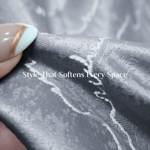 Teramo Jacquard Room Darkening Curtains | Drift Jacquard Weave | Abstract Gray | Set of 2 | Fully Customizable