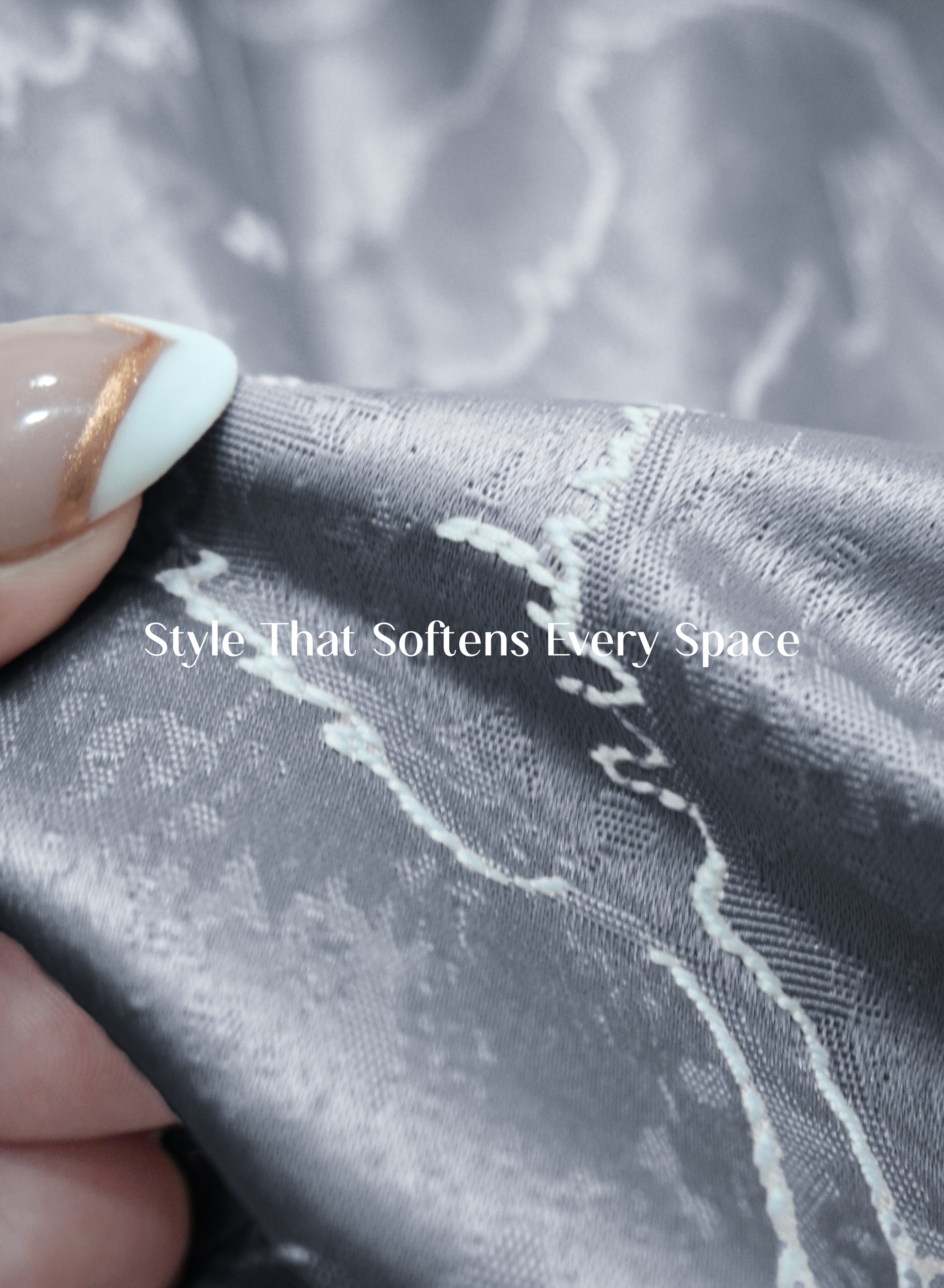 Teramo Jacquard Room Darkening Curtains | Drift Jacquard Weave | Abstract Gray | Set of 2 | Fully Customizable