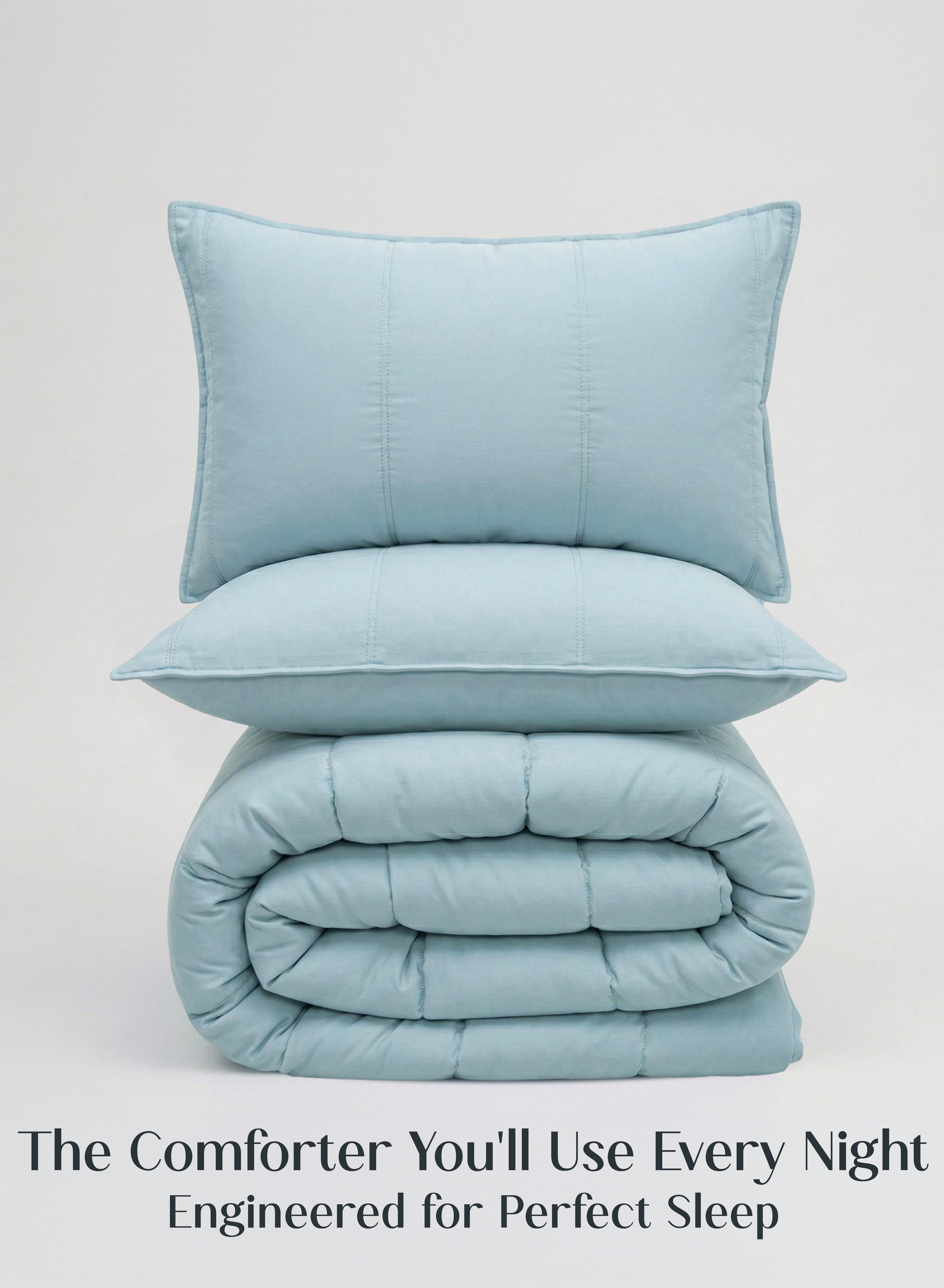 Cocoon AC Comforter Set | 5-Piece Designer Bed Set for Modern Homes | Blue Meadow