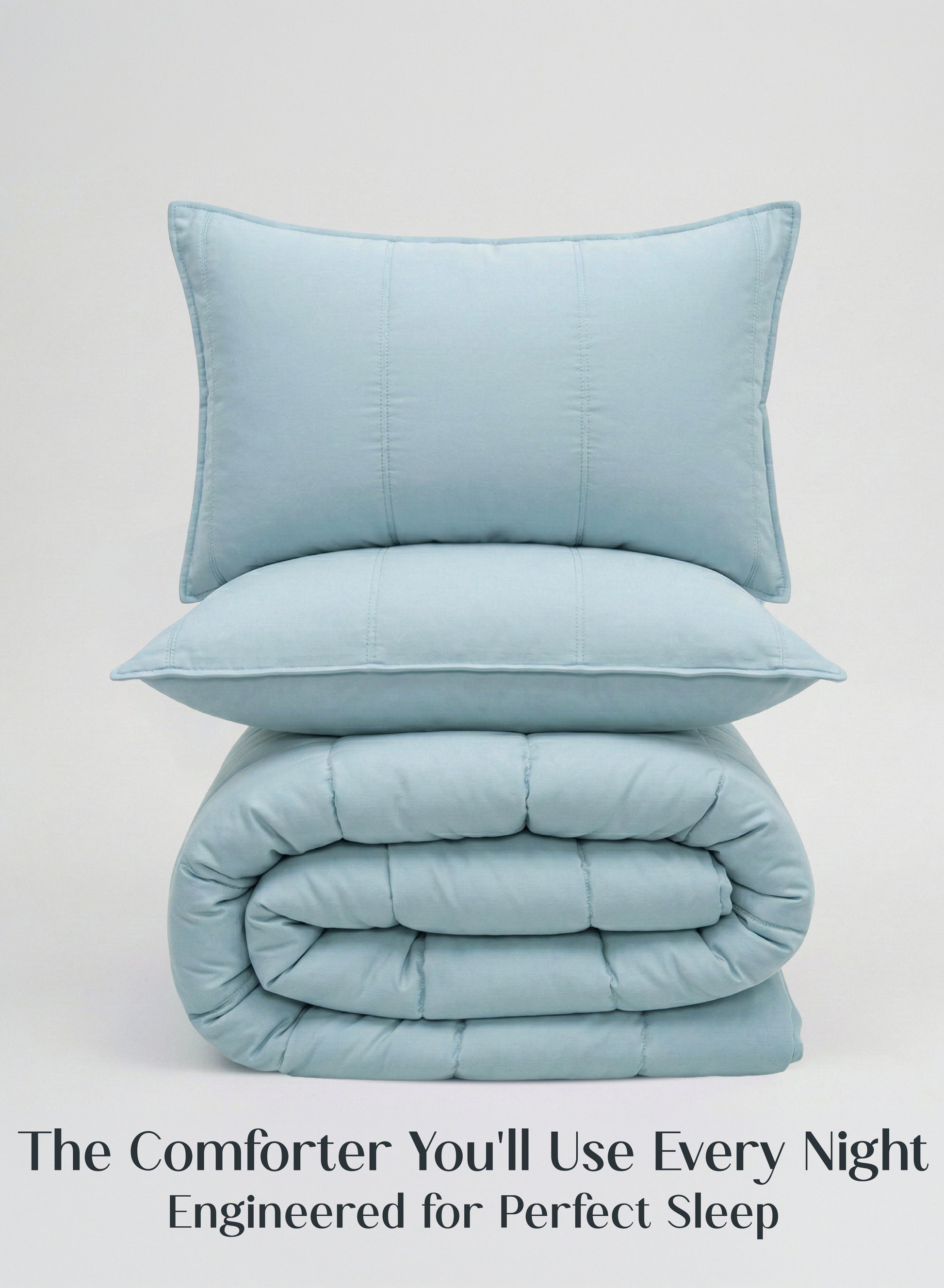 Home Crayons Cocoon AC Comforter Set | 5-Piece Designer Bed Set for Modern Homes | Blue Meadow