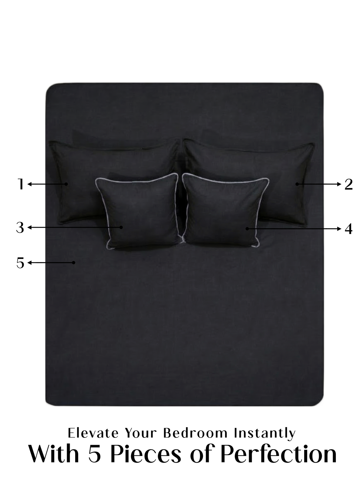 LuxeFit™ Fitted Bedsheet Set | Ebony Black