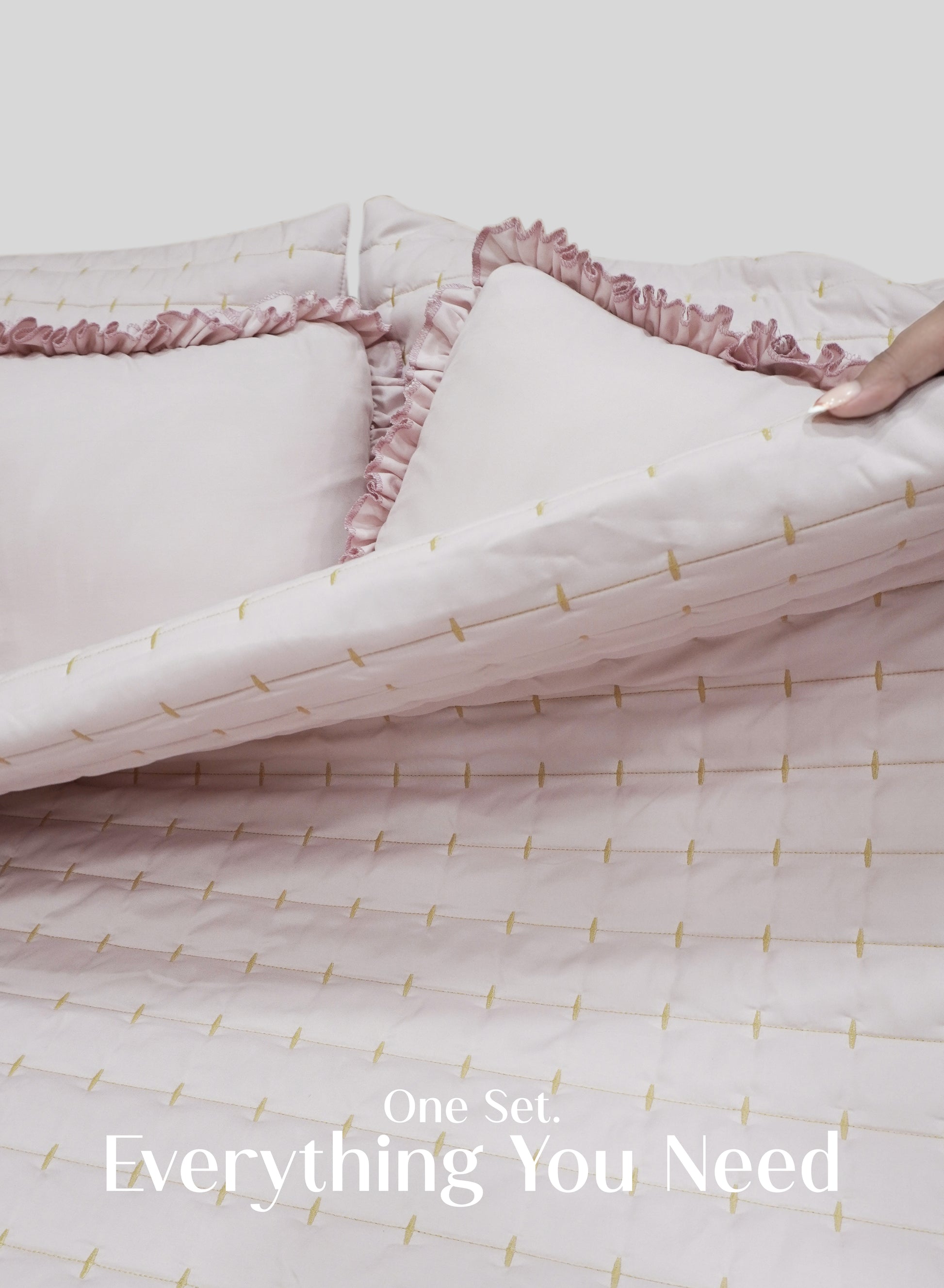 Home Crayons CloudTouch™ Comforter Set | All-Season | 33% Oversized | Includes 2 Pillow Covers & 2 Cushion Covers | Sakura Blush