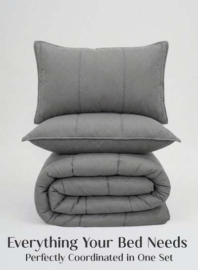 Cocoon 8-Piece Bedding Set | Coordinated Comforter, Fitted Sheet & Covers in One Set | Moonstone Gray