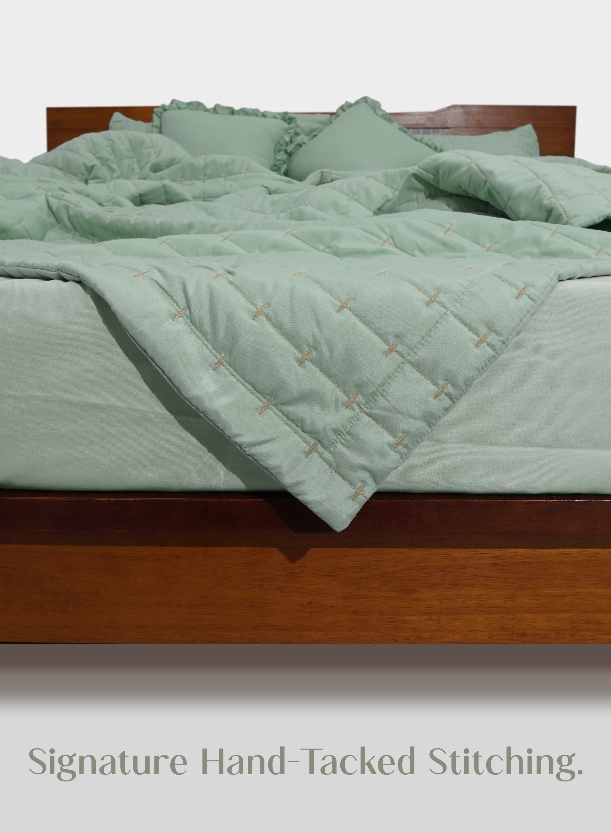 Home Crayons CloudTouch™ Comforter Set | All-Season | 33% Oversized | Includes 2 Pillow Covers & 2 Cushion Covers | Matcha Milk