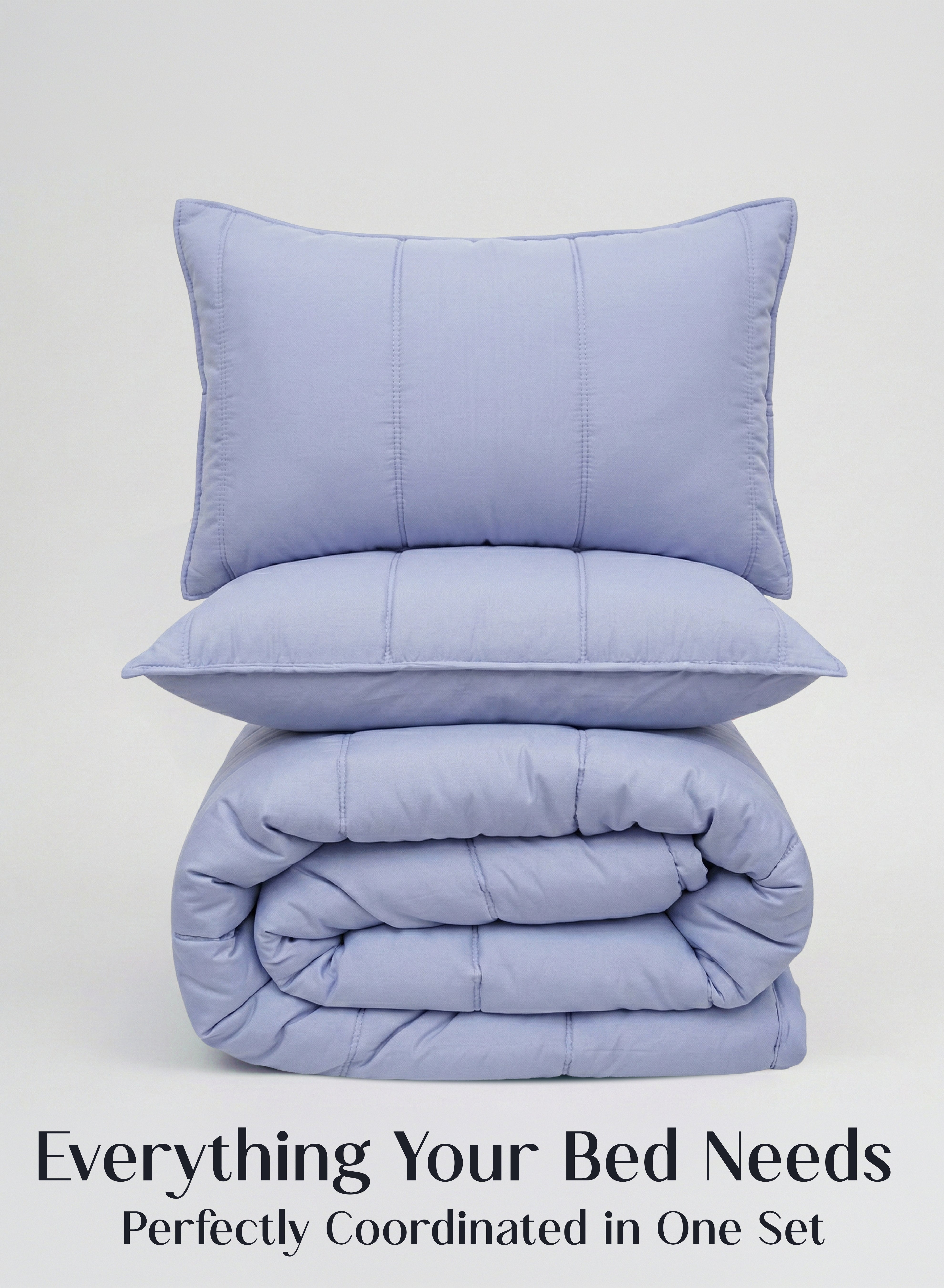 Cocoon 8-Piece Bedding Set | Coordinated Comforter, Fitted Sheet & Covers in One Set | Lavender Haze