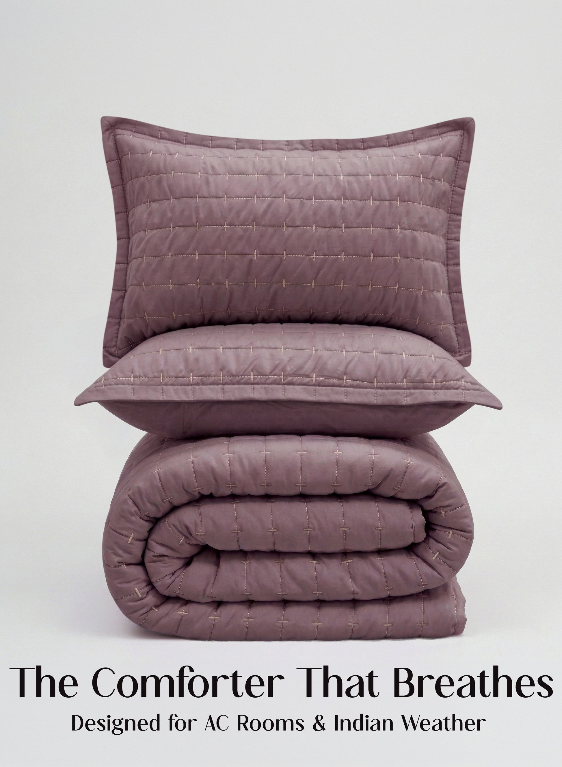 Home Crayons CloudTouch™ 5-Piece AC Comforter Set | 33% Oversized | Includes 2 Pillow & 2 Cushion Covers | Mulberry
