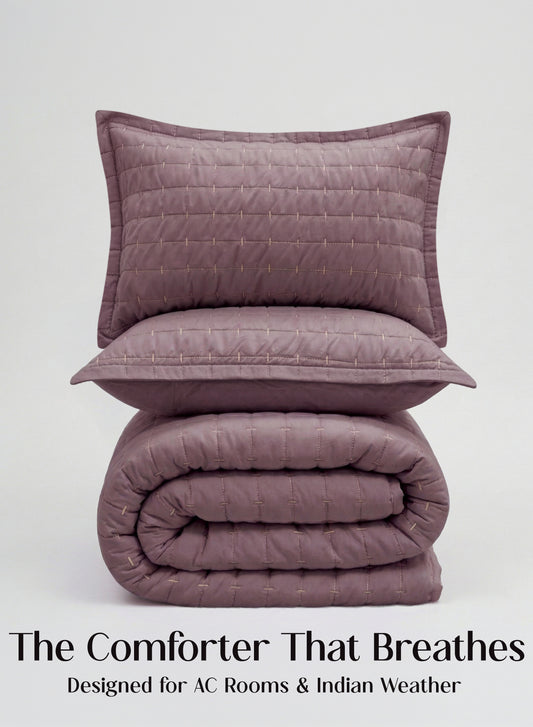 Home Crayons CloudTouch™ 5-Piece AC Comforter Set | 33% Oversized | Includes 2 Pillow & 2 Cushion Covers | Mulberry