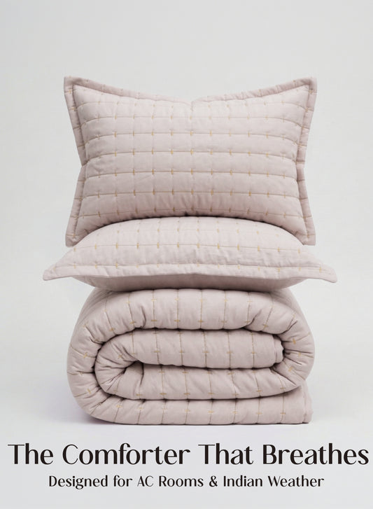 Home Crayons CloudTouch™ 5-Piece AC Comforter Set | 33% Oversized | Includes 2 Pillow & 2 Cushion Covers | Sakura Blush