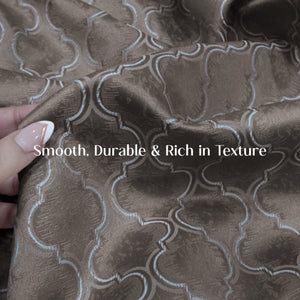 Teramo Jacquard Room Darkening Curtains | Crest Jacquard Weave | Peat Brown | Set of 2 | Fully Customizable