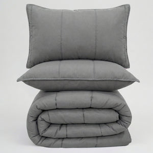 Home Crayons Cocoon AC Comforter Set | 5-Piece Designer Bed Set for Modern Homes | Moonstone Gray