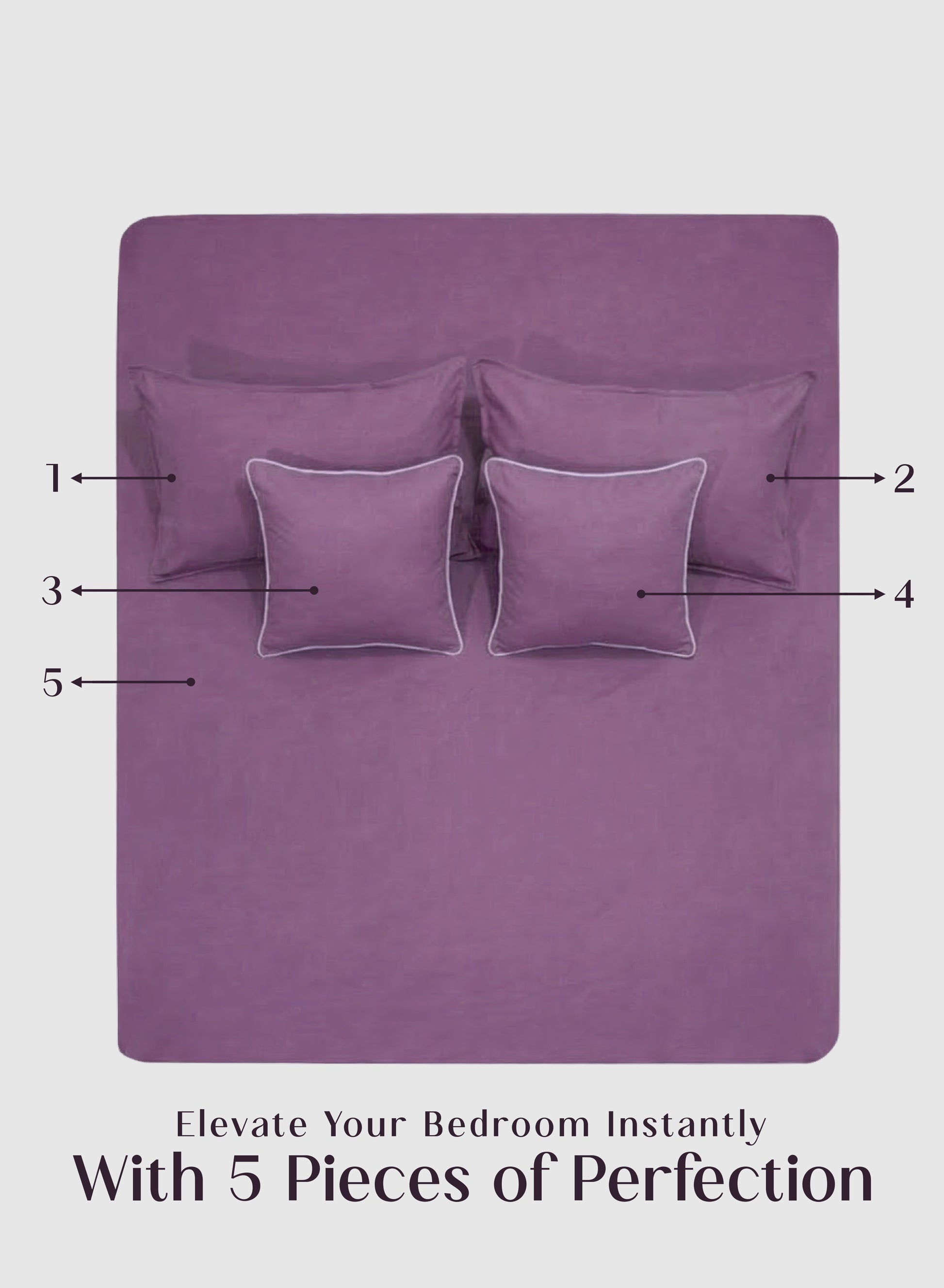 Home Crayons LuxeFit™ Fitted Bedsheet Set | Perfect Fit for Queen & King Mattresses | Matte Plum