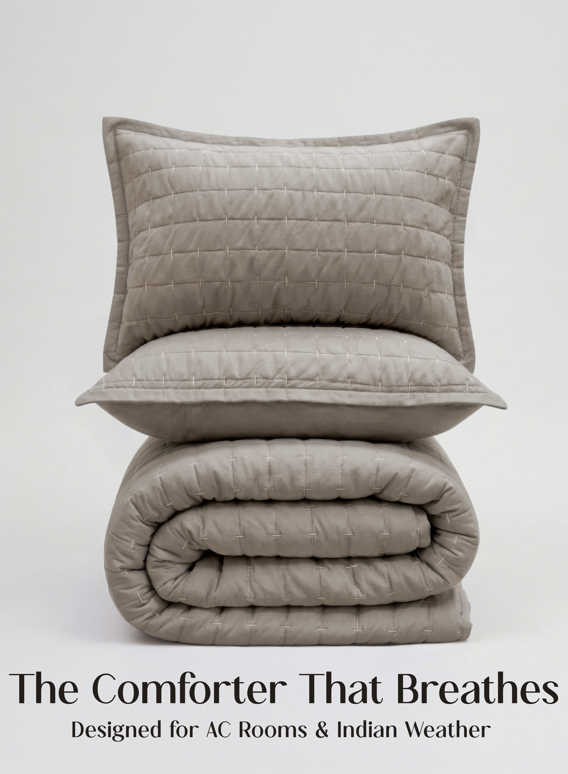 Home Crayons CloudTouch™ 5-Piece AC Comforter Set | 33% Oversized | Includes 2 Pillow & 2 Cushion Covers | Latte Crème