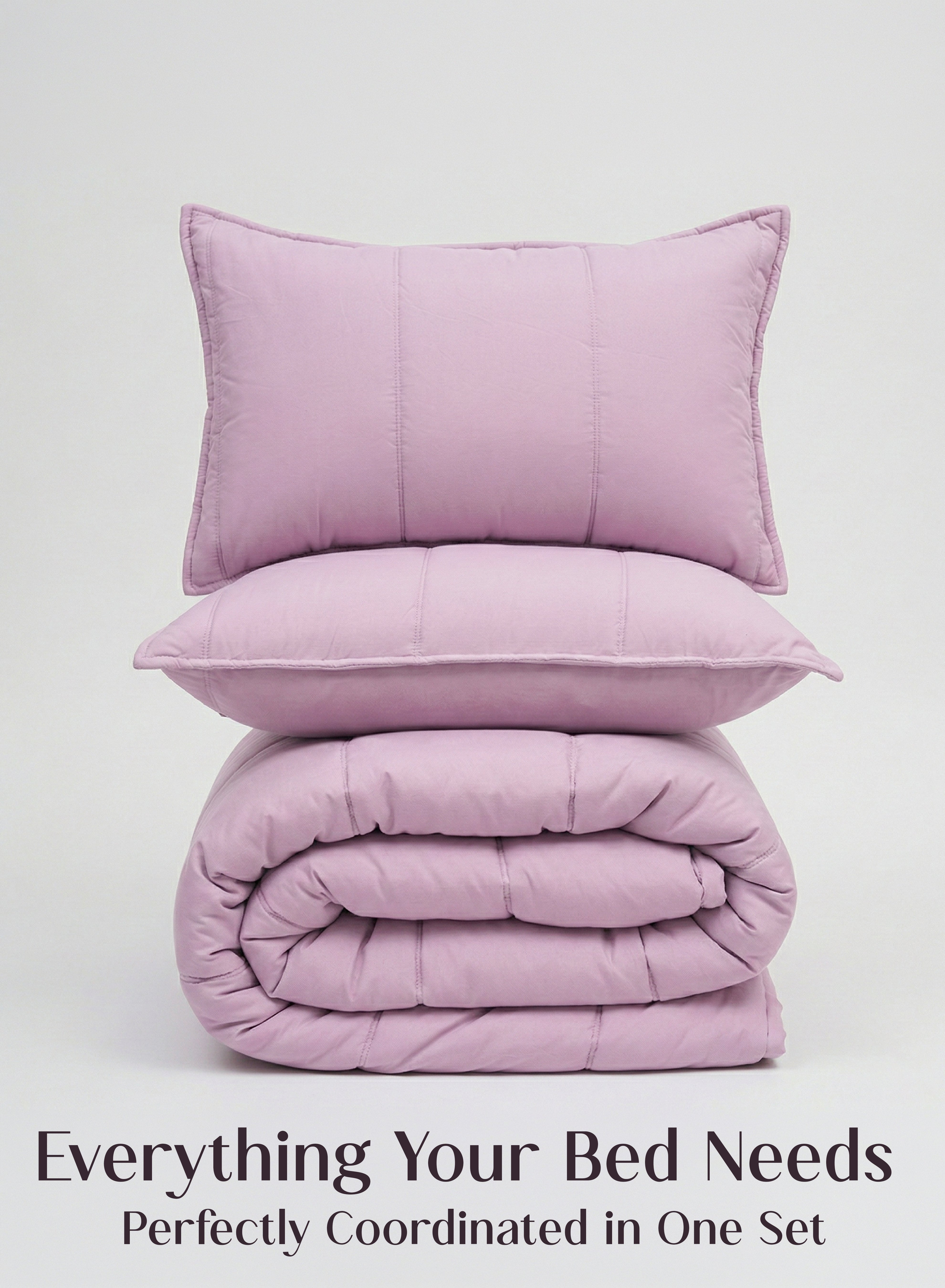 Cocoon 8-Piece Bedding Set | Coordinated Comforter, Fitted Sheet & Covers in One Set | Lilac Daisy
