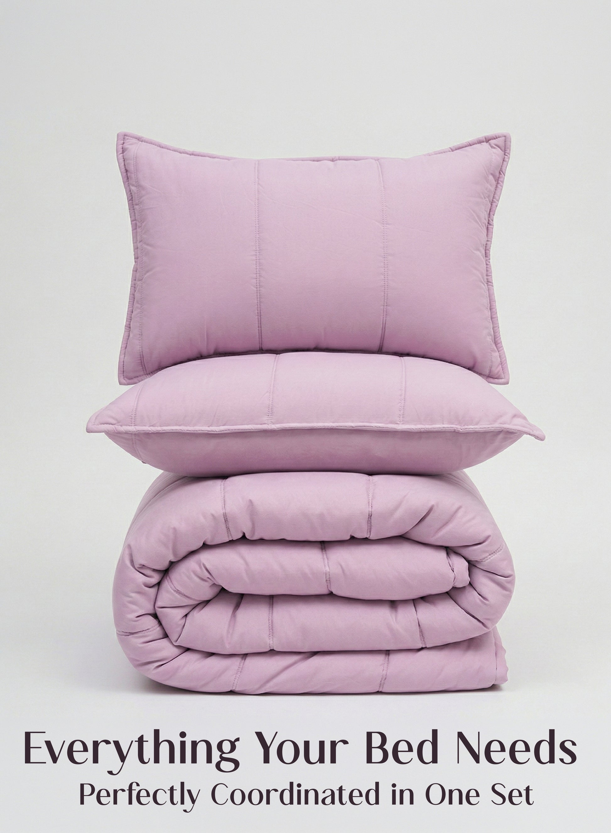 Home Crayons Cocoon 8-Piece AC Bedding Set | Coordinated Comforter, Fitted Sheet & Covers in One Set | Lilac Daisy