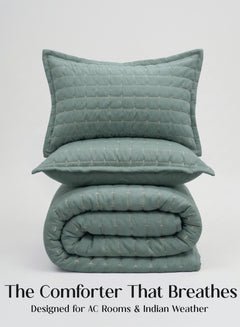 Home Crayons CloudTouch™ 5-Piece AC Comforter Set | 33% Oversized | Includes 2 Pillow & 2 Cushion Covers | Sage Green