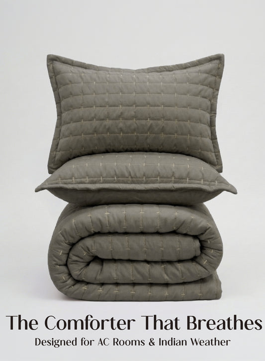 Home Crayons CloudTouch™ 5-Piece AC Comforter Set | 33% Oversized | Includes 2 Pillow & 2 Cushion Covers | Smoked Coffee