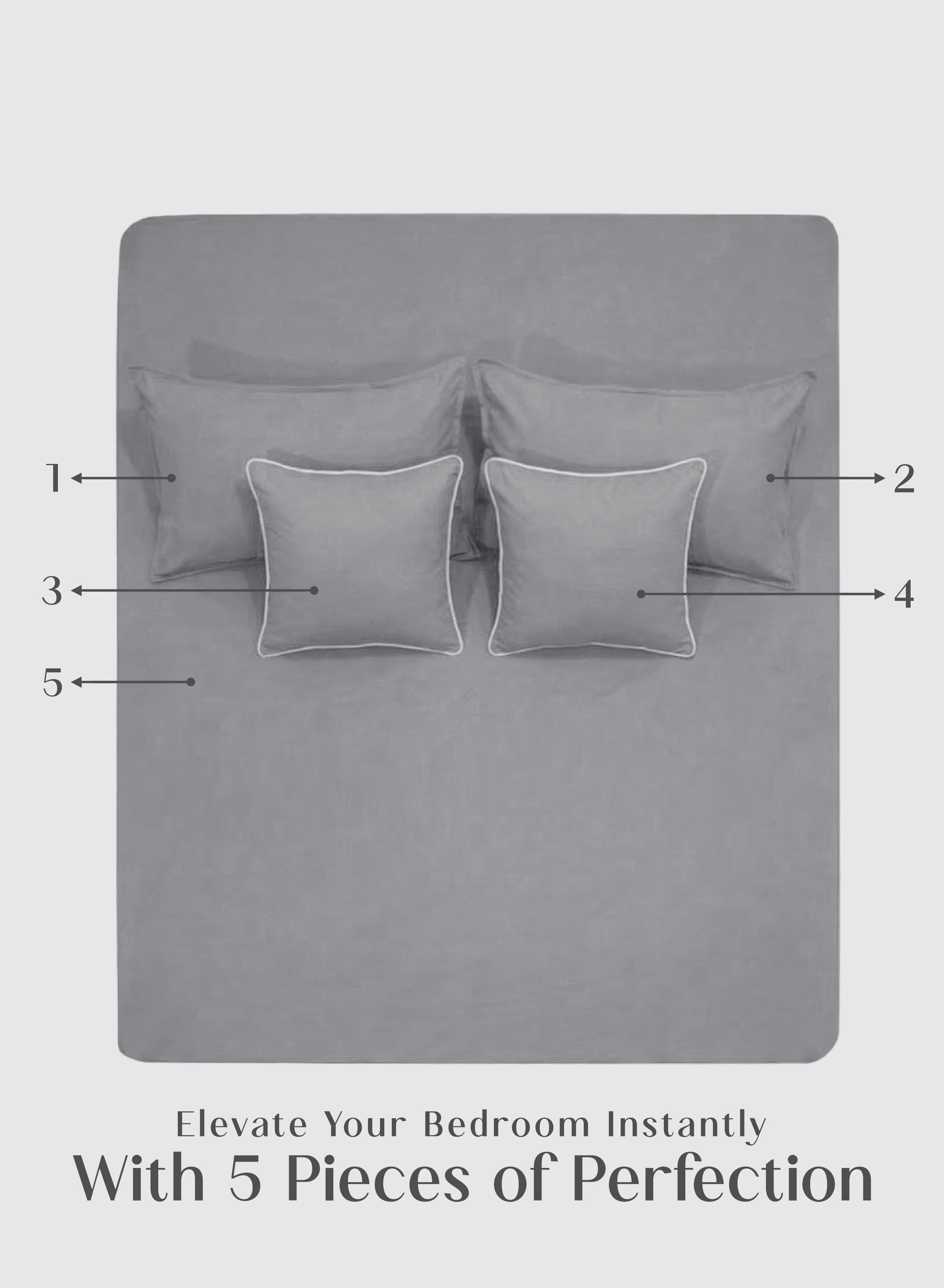 Home Crayons LuxeFit™ Fitted Bedsheet Set | Perfect Fit for Queen & King Mattresses | Quill Gray