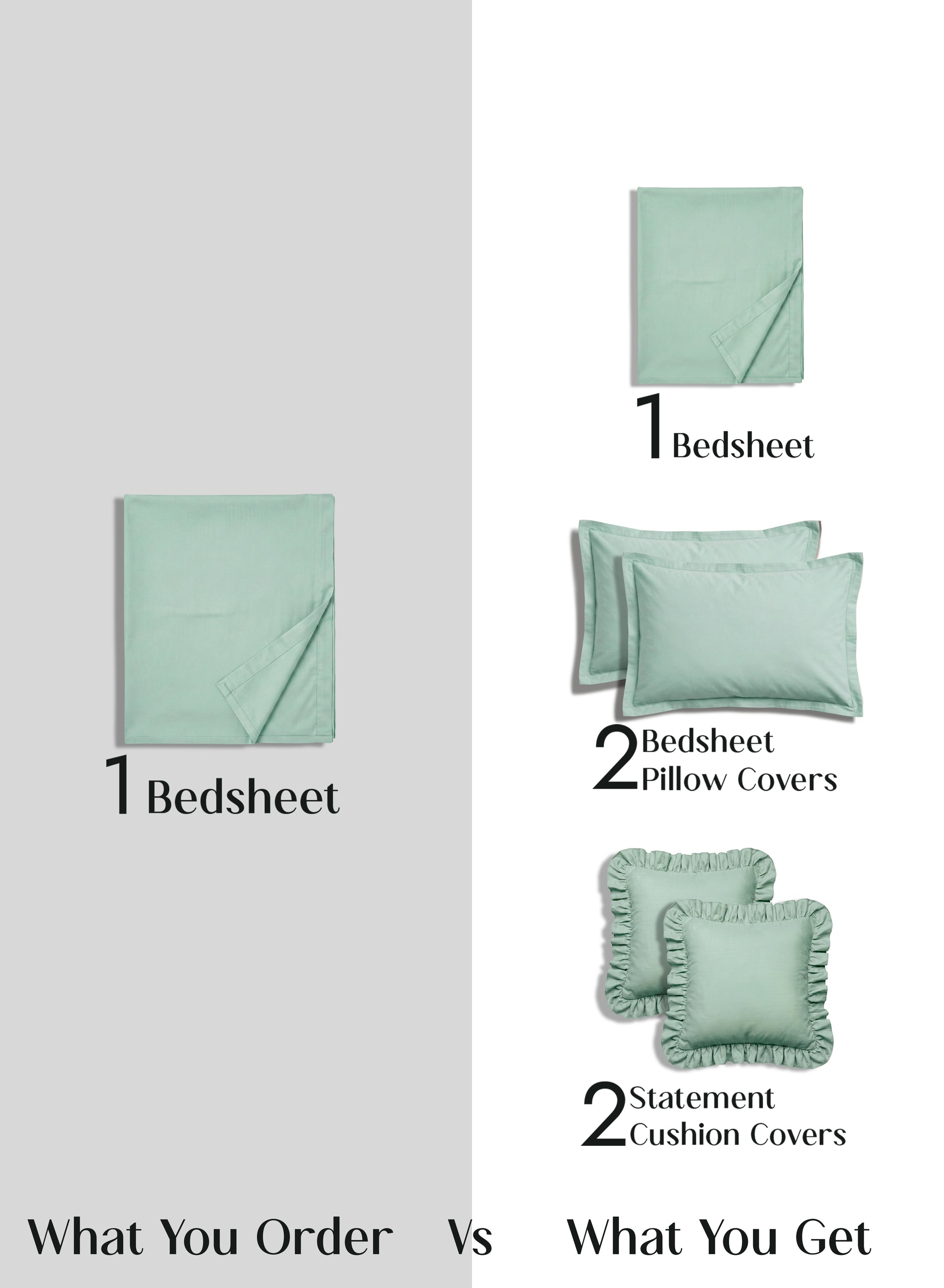 Home Crayons LuxeSoft™ Double Bedsheet Set | Oversized King | Includes 2 Pillow Covers & 2 Cushion Covers | Matcha Milk