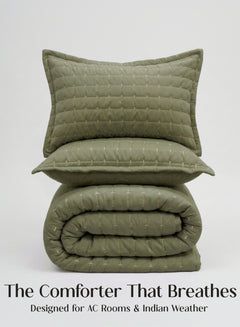 Home Crayons CloudTouch™ 5-Piece AC Comforter Set | 33% Oversized | Includes 2 Pillow & 2 Cushion Covers | Olive Grove