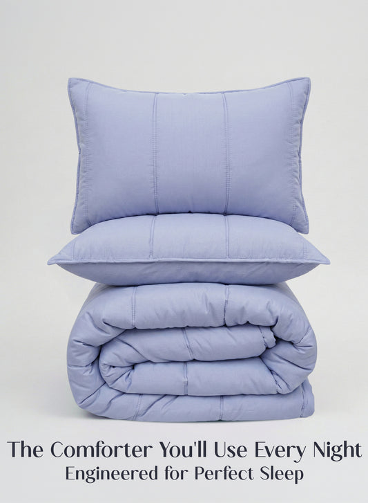 Home Crayons Cocoon AC Comforter Set | 5-Piece Designer Bed Set for Modern Homes | Lavender Haze