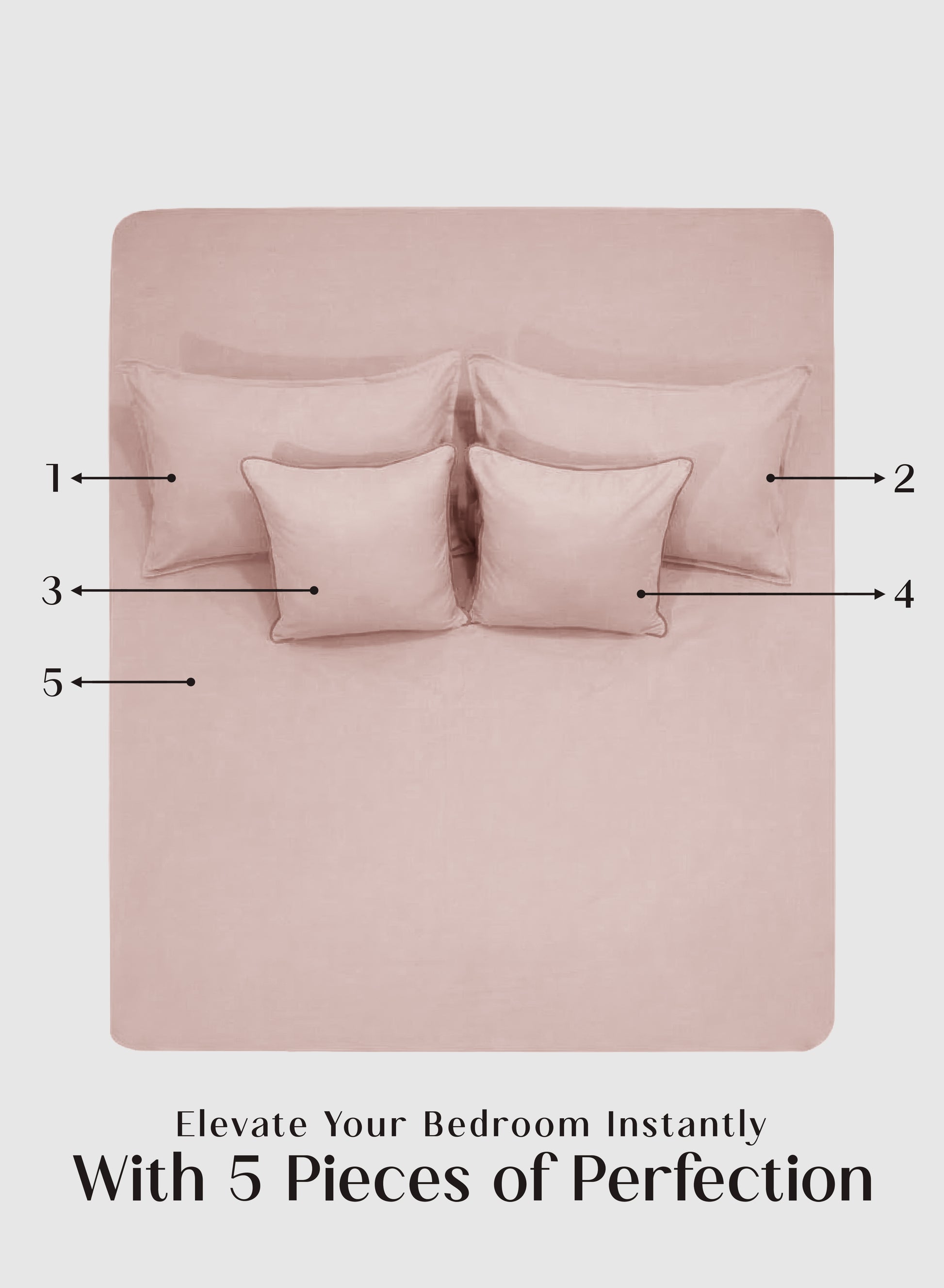 Home Crayons LuxeFit™ Fitted Bedsheet Set | Perfect Fit for Queen & King Mattresses | Pearl Blush