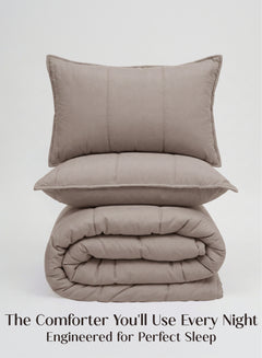 Home Crayons Cocoon AC Comforter Set | 5-Piece Designer Bed Set for Modern Homes | Earthy Beige