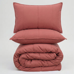 Home Crayons Cocoon AC Comforter Set | 5-Piece Designer Bed Set for Modern Homes | Terracotta