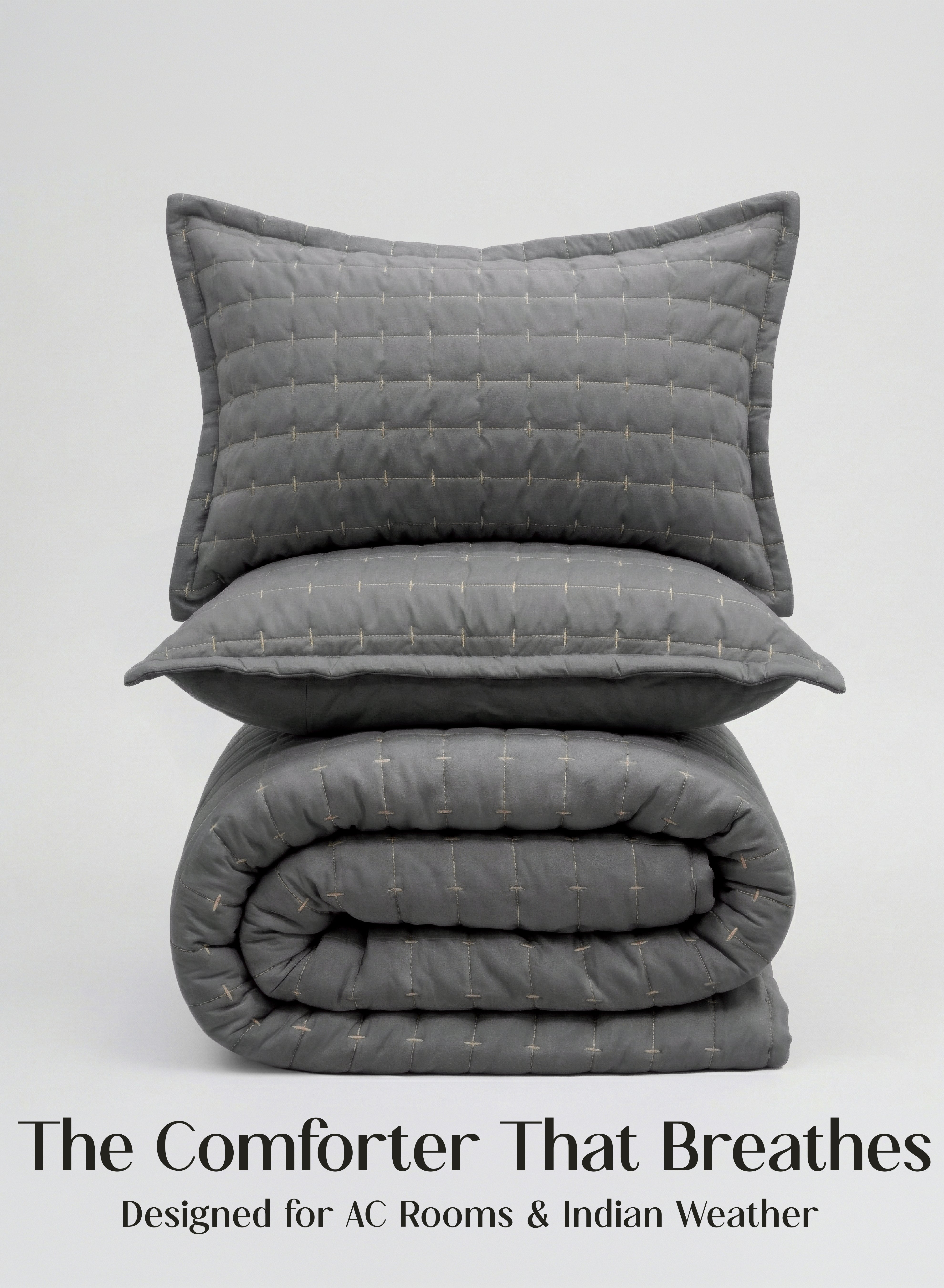 CloudTouch™ 5-Piece Comforter Set | 33% Oversized | Includes 2 Pillow & 2 Cushion Covers | Pebble Gray