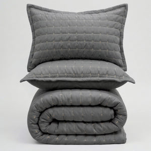 Home Crayons CloudTouch™ 5-Piece AC Comforter Set | 33% Oversized | Includes 2 Pillow & 2 Cushion Covers | Pebble Gray