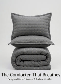 Home Crayons CloudTouch™ 5-Piece AC Comforter Set | 33% Oversized | Includes 2 Pillow & 2 Cushion Covers | Pebble Gray