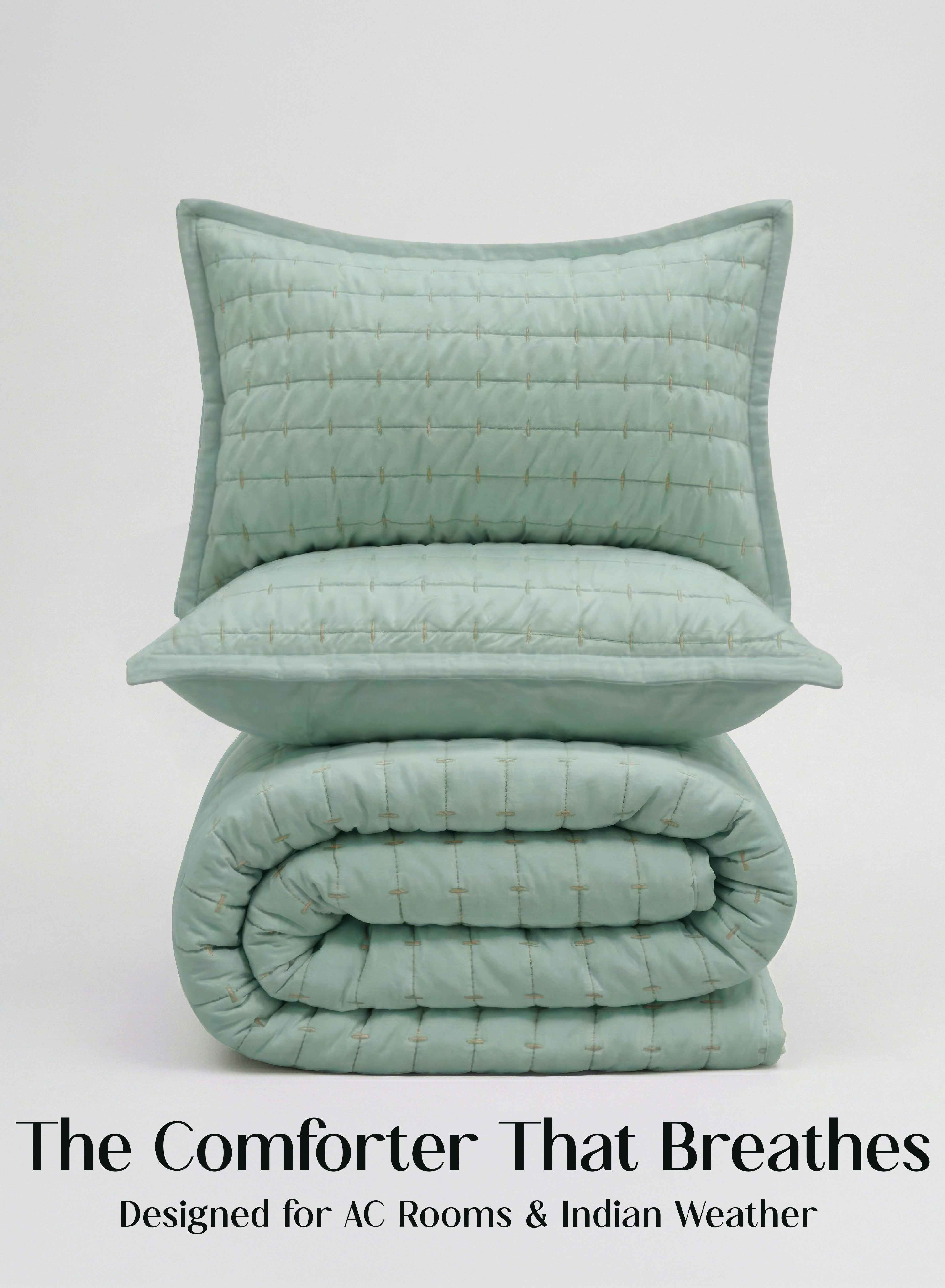 CloudTouch™ 5-Piece Comforter Set | 33% Oversized | Includes 2 Pillow & 2 Cushion Covers | Matcha Milk