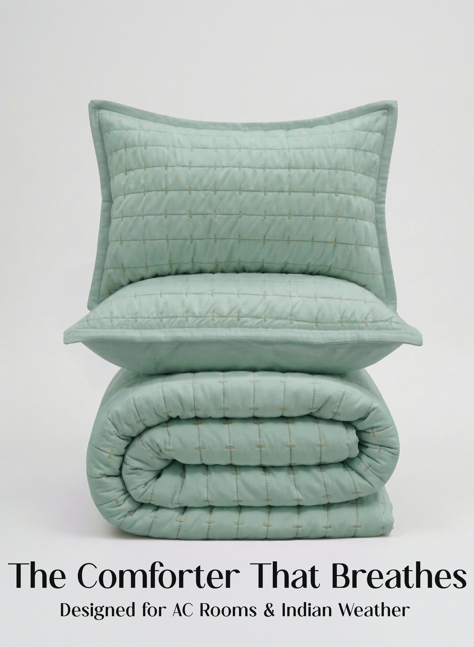 Home Crayons CloudTouch™ 5-Piece AC Comforter Set | 33% Oversized | Includes 2 Pillow & 2 Cushion Covers | Matcha Milk