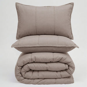 Home Crayons Cocoon 8-Piece AC Bedding Set | Coordinated Comforter, Fitted Sheet & Covers in One Set | Earthy Beige