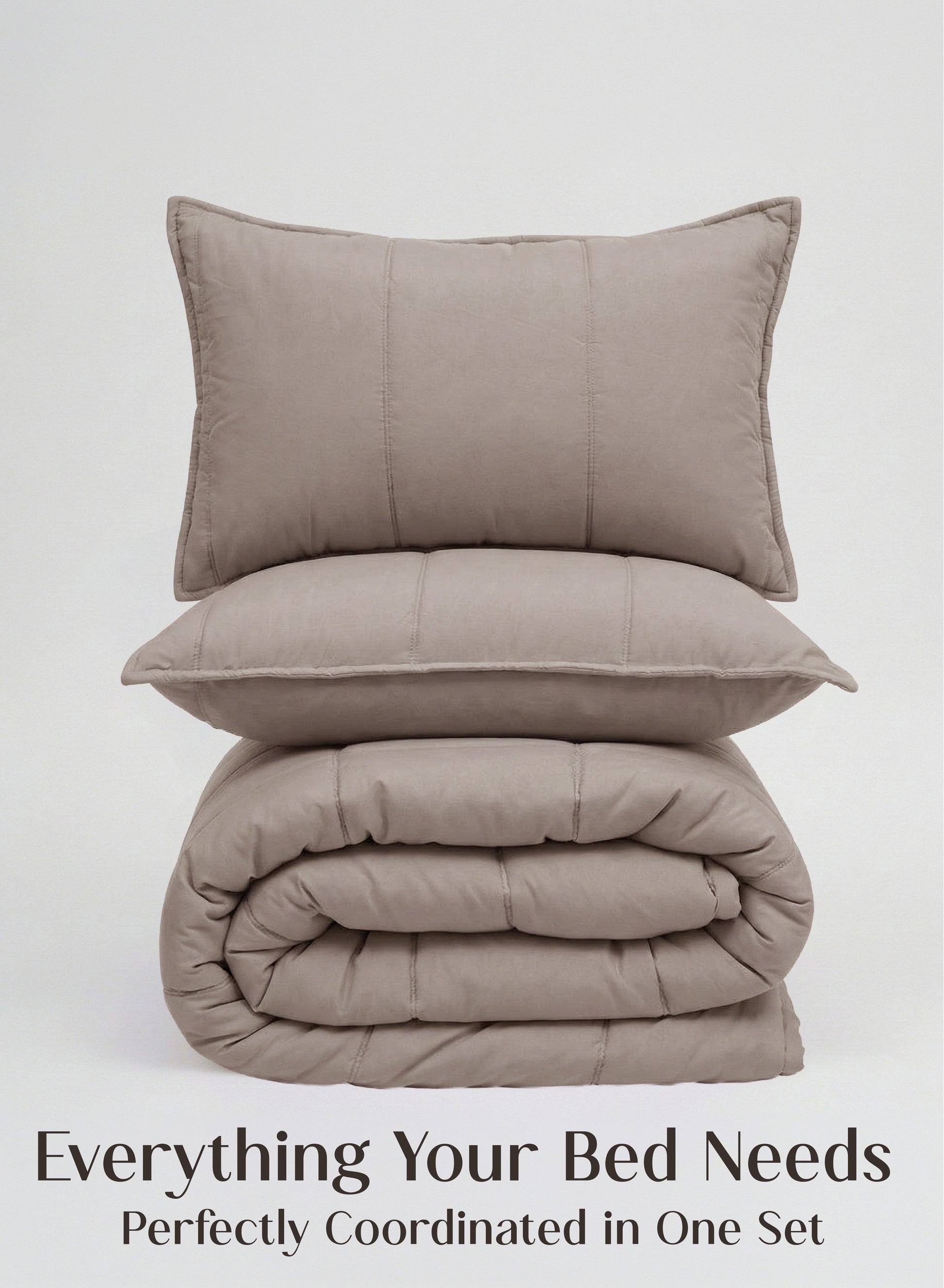 Home Crayons Cocoon 8-Piece AC Bedding Set | Coordinated Comforter, Fitted Sheet & Covers in One Set | Earthy Beige