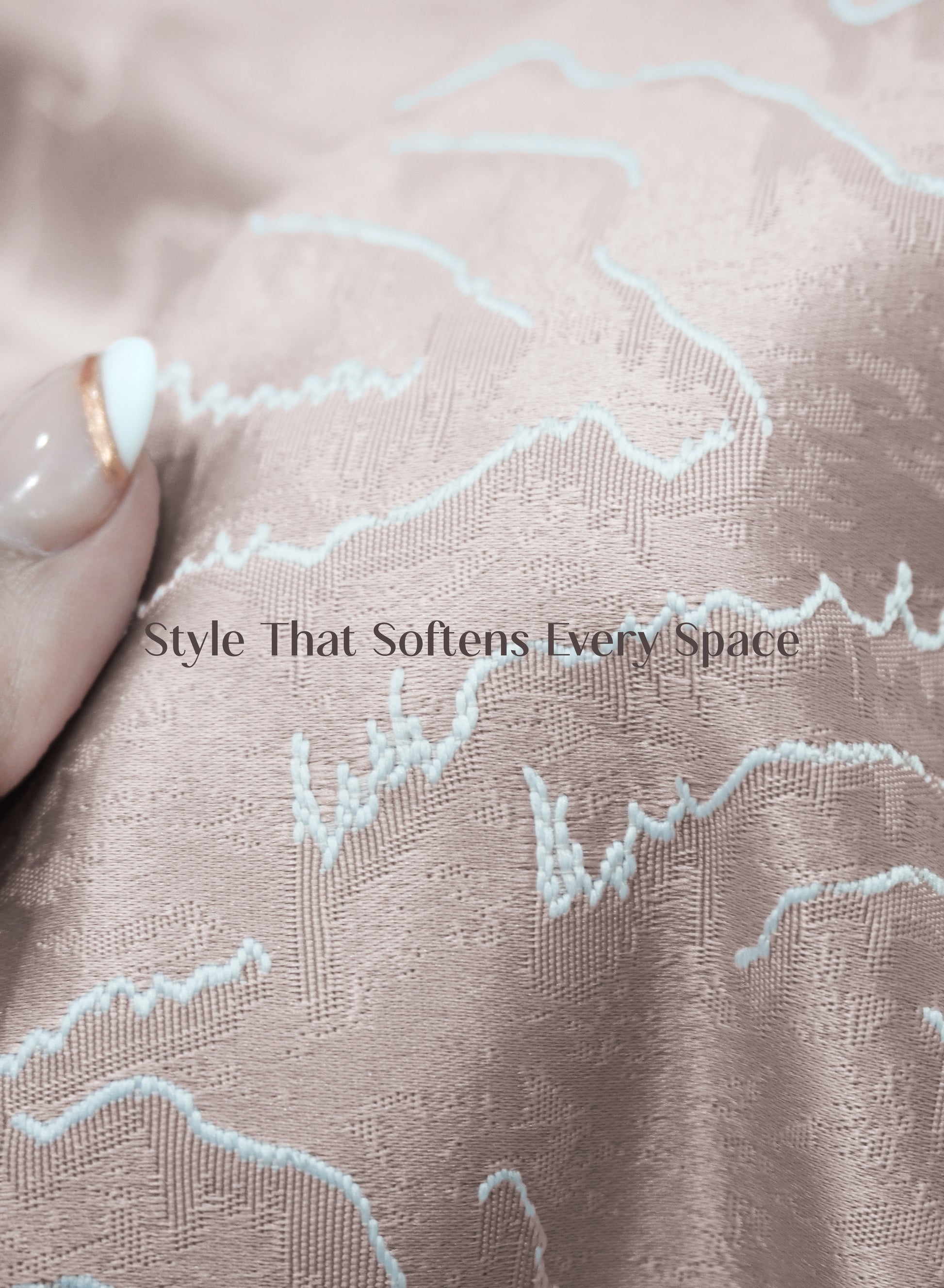 Teramo Jacquard Blackout Curtains | Drift Jacquard Weave & Total Light Block | Dusky Peach | Set of 2 | Fully Customizable