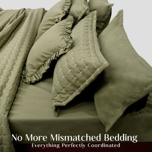 Home Crayons CloudTouch™ 8-Piece AC Bedding Set | Complete Bedroom Upgrade in One Set | Olive Grove