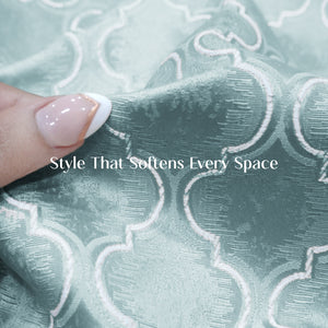 Teramo Jacquard Blackout Curtains | Crest Jacquard Weave & Total Light Block | Caribbean Coral | Set of 2 | Fully Customizable